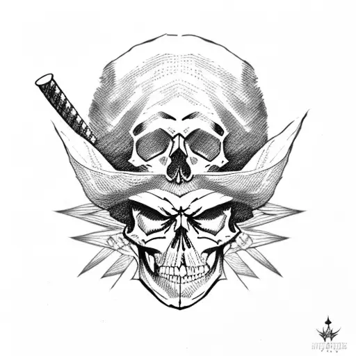 Skull With Straw Hat Pirates