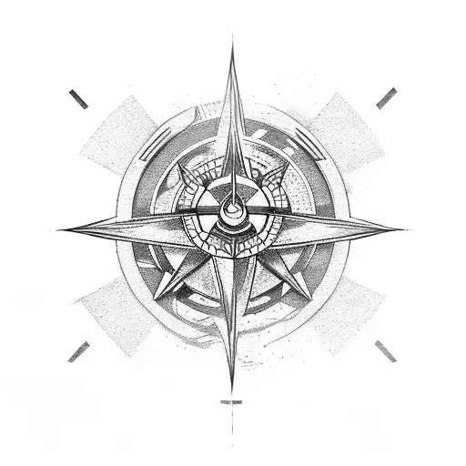 Aesthetic Mix Of Guardian With Oni Mask And Compass For Back Body