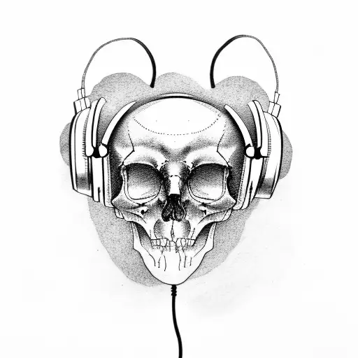 A Raven Skull Wearing Headphones
