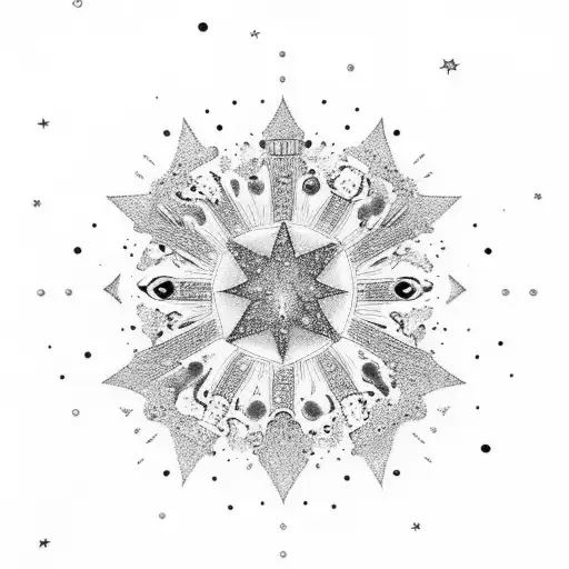 Ornate Mirror With Galaxy And Stars In It