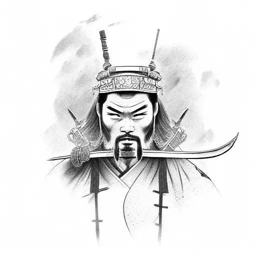 Asian Samurai With Red Details