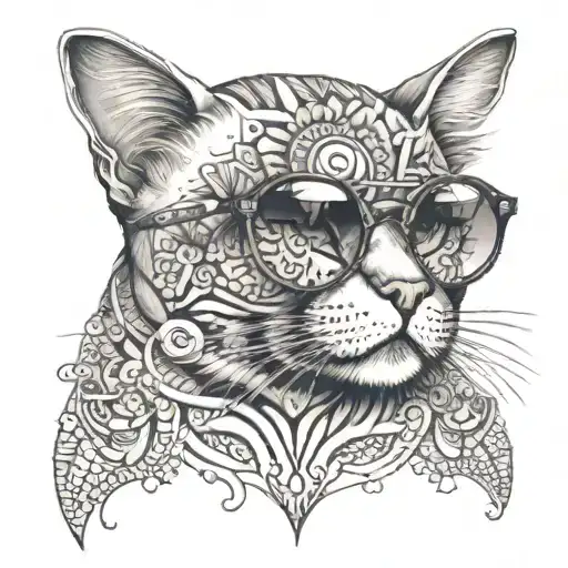 Cat With Sunglasses And Mandala
