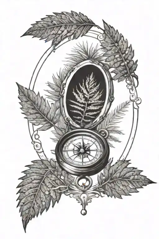 Oval Compass With Fern Inside