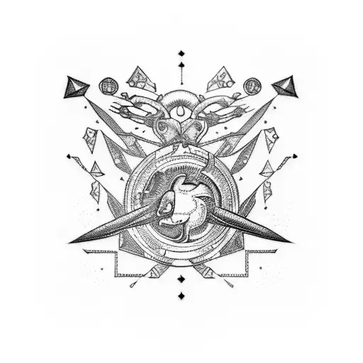 An Intricate Tattoo Of A Libra And Taurus Constellation Forming A Gaming Controller