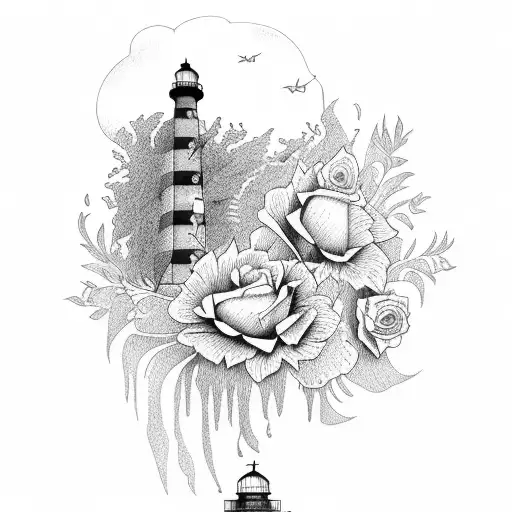 Lighthouse With Gardening Flowers