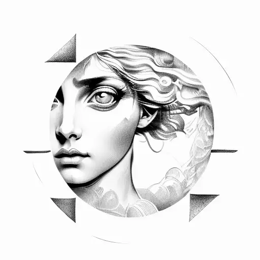 Greek Mythology Face In A Circle