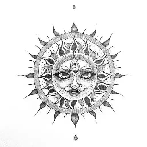 Sun Minimalistic Black And White Hinduism