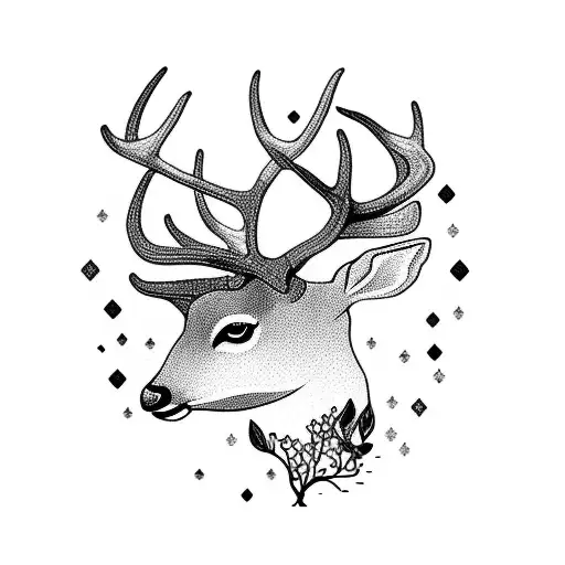 A Detailed Deer Silhouette Surrounded By Magnolia Tree Branches
