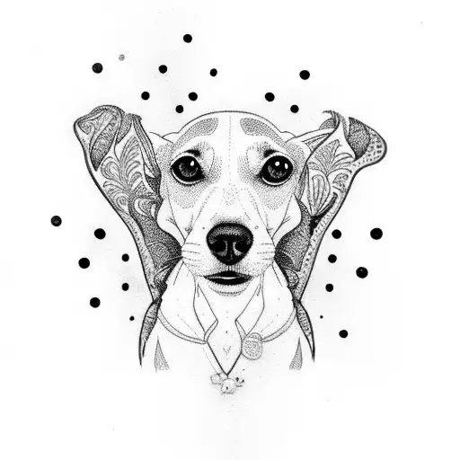 Podenco Dog Wit A Floral Pattern On The Skin