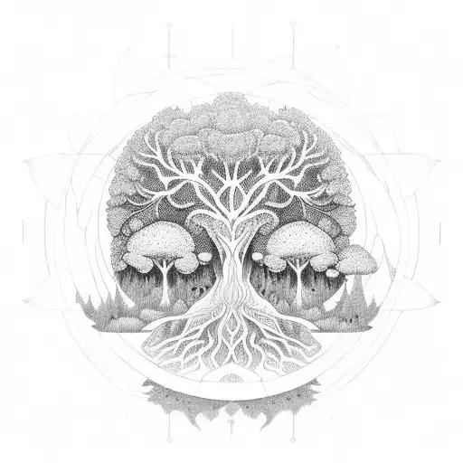 An Intricate Mandala Design Incorporating Elements Of Nature Like Trees And Animals