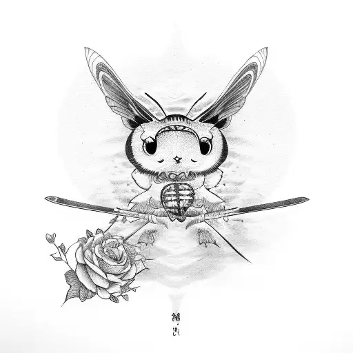 Katana With Moth And Roses