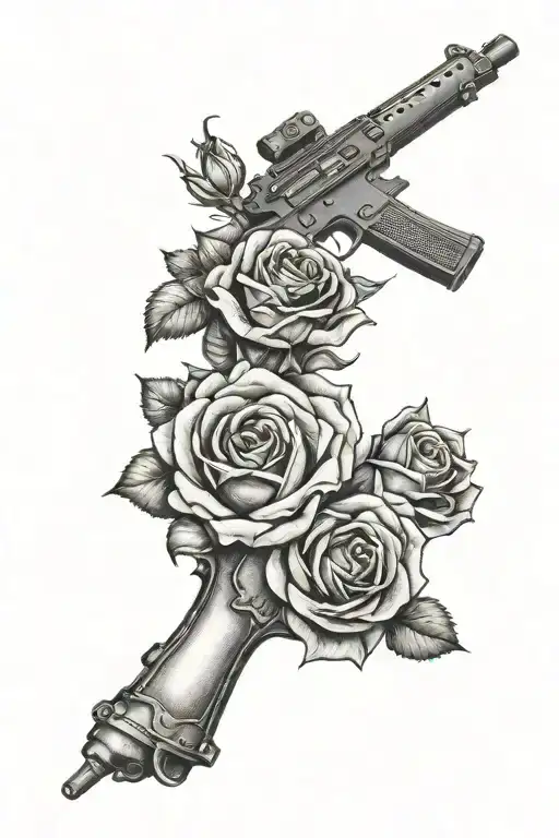 Roses And Uzi Gun