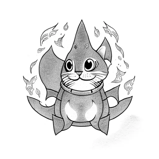 Cat In A Shark Costume Standing With A Fire Match In His Paws Cute Style