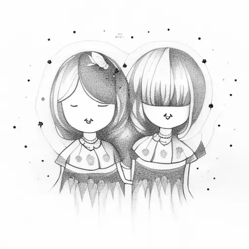 A Delicate Silhouette Of Two Little Girls Holding Hands