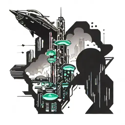 A Futuristic Cyberpunk Cityscape With Neon Lights And Flying Cars