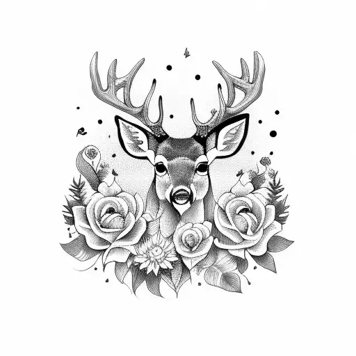 Deer On Flower Background