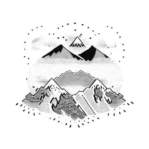 A Snowboarder Riding A Wave Of Coffee Beans With Mountains In The Background