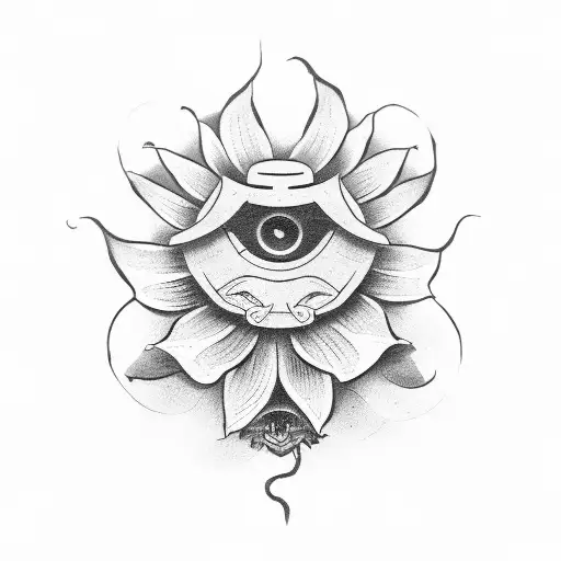 Flower Growing From A Samurai Mask