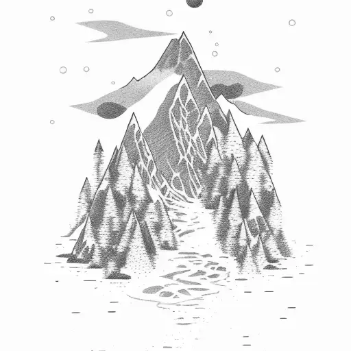 Mountain With Water Crashing Around