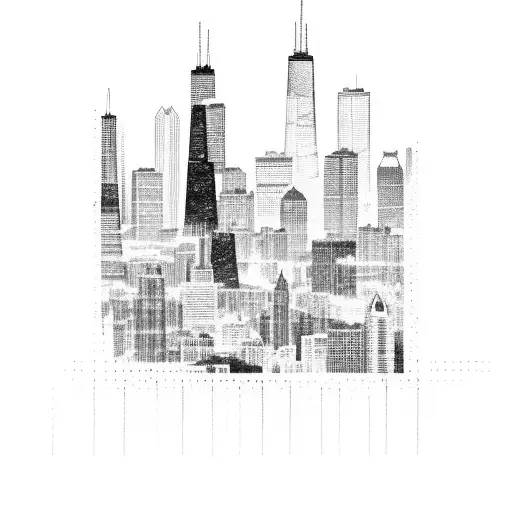 Simple Chicago Skyline With 05-06-2005 In Roman Numerals