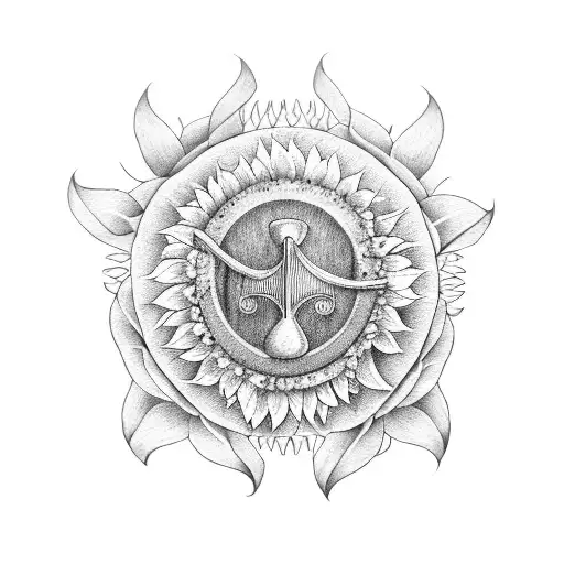 Irish Harp With Sunflowers