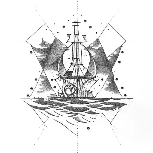 Pirate Boat In A Rhombus