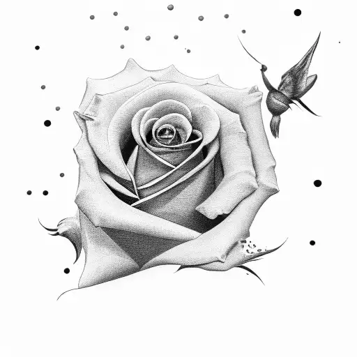 Kids Hand Signing I Love You With Roses At Bottom Tattoo Black And Grey