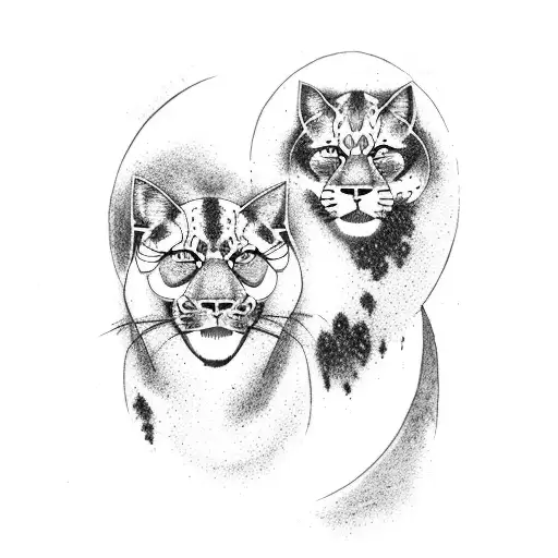 Two Black Panthers Around The Moon