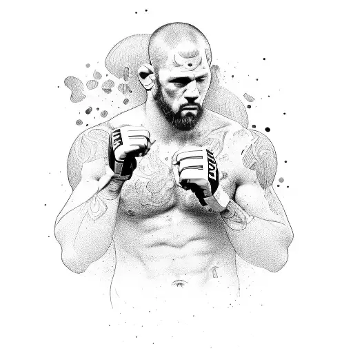A Detailed Portrait Of A Famous Mma Fighter With Money Raining Down Around Them