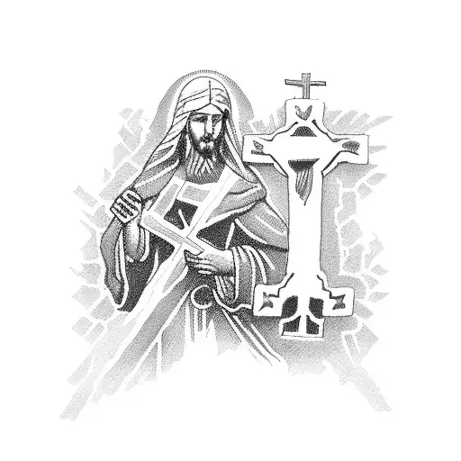 Jesus On Cross With Letter M