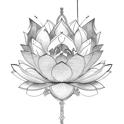 Lotus With Purple Ribbon