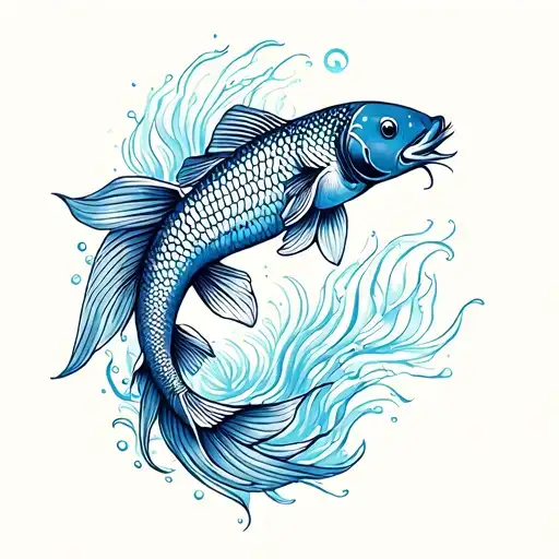 Knee Tattoo Design Koi Fish Swimming