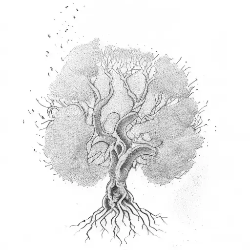 A Tattoo Of A Tree With Roots Symbolizing The Strong Foundation Of Love For Your Family