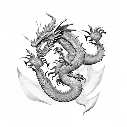 Dragon With Scales Made Of Rose Petals