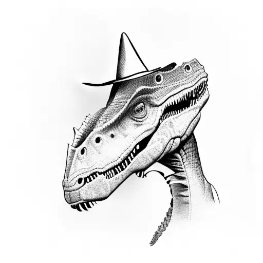 Dinosaur Holding Revolvers And Wearing A Cowboy Hat