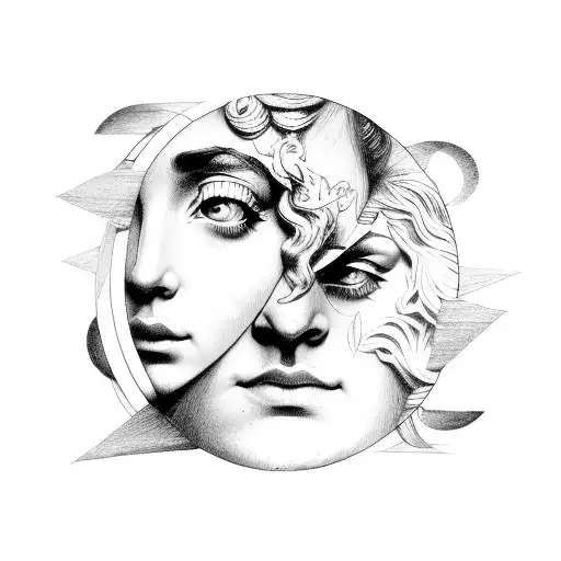 Greek Mythology Face In A Circle