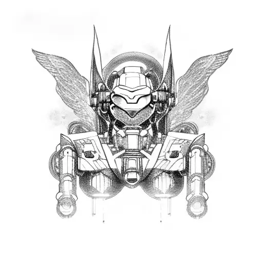 Mecha Angel Coming Out Of A Demon