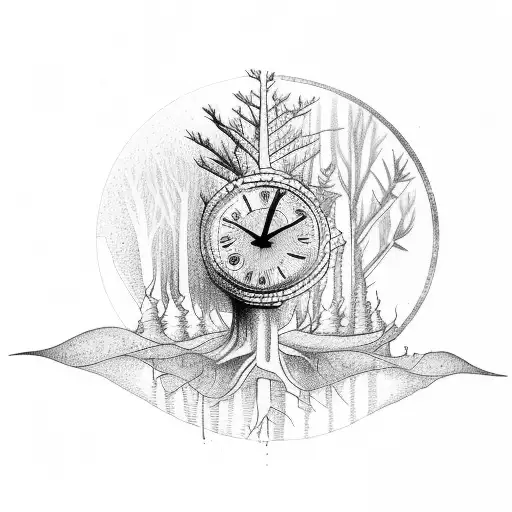 Clock With Robin With Trees