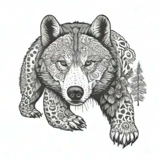 Bear Getting Pet Husky Dog