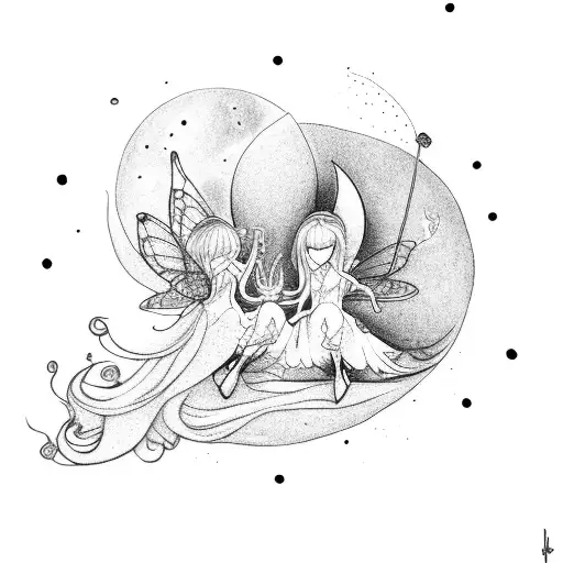 Two Fairies With Little Moon