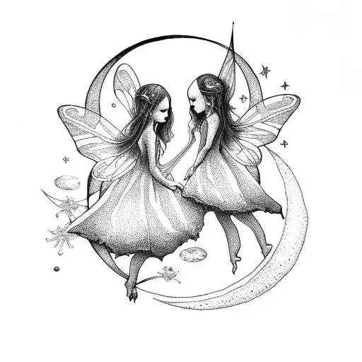 Two Fairies With Little Moon