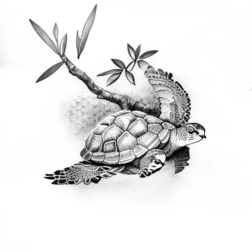 Turtle Dove With Pocket Knife And Olive Tree Branch