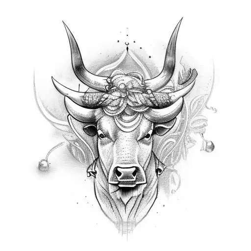 Bull That Is Next To A Ladder