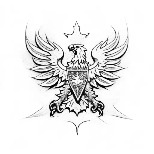 Left Half Polish White Eagle Morphed With Right Half Red Canadian Maple Leaf