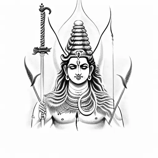 Lord Shiva With His Trident On In Background With Slogan Om Namah Parvati Patah Har Har Mahadev