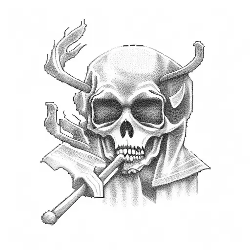 A Pixelated Grim Reaper Playing A Keyboard