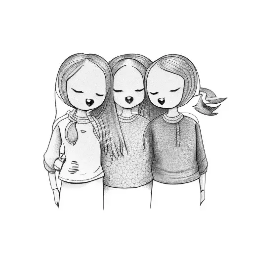 3 Girls Waiting For Dad From The Travel