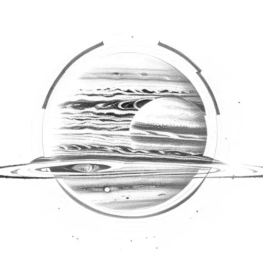 Planet Saturn With Traintracks As Rings