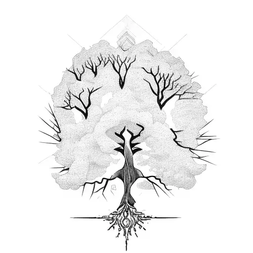 A Powerful Tree With Its Roots Spreading Out To Form The Word 'Palestine'