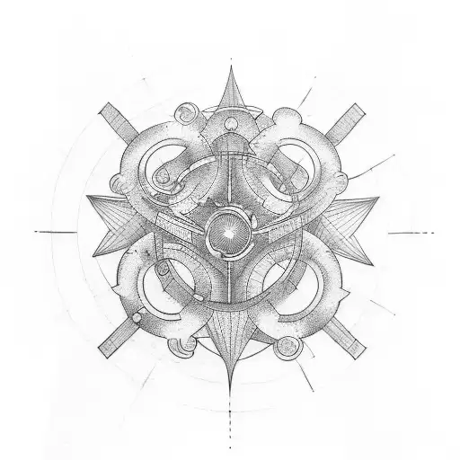 An Abstract Tattoo Combining The Concept Of Work And Enjoyment Through A Cosmic Gear Mechanism